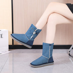 Winter Short Women's Denim Snow Boots