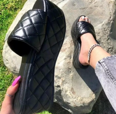 Solid Plaid Platform Sandals