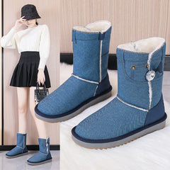 Winter Short Women's Denim Snow Boots