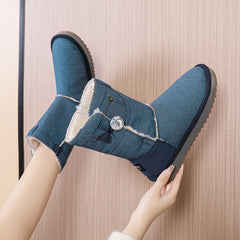 Winter Short Women's Denim Snow Boots