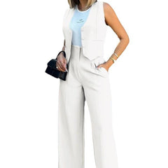 European And American Fashion Suit Vest Jacket Wide Leg Pants Casual Suit