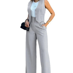 European And American Fashion Suit Vest Jacket Wide Leg Pants Casual Suit