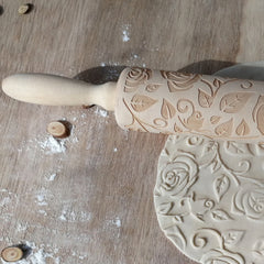 Wooden Roses Rolling Pin