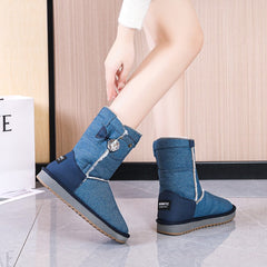 Winter Short Women's Denim Snow Boots