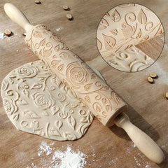 Wooden Roses Rolling Pin