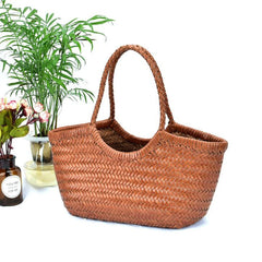 100% Natural Cowhide Weave Handbags