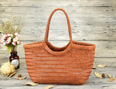 100% Natural Cowhide Weave Handbags