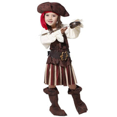 Girls Elis Pirate Captain Cosplay Costume Kids Halloween Purim Carnival Party Dress Pirates In The Caribbean Captain Clothing