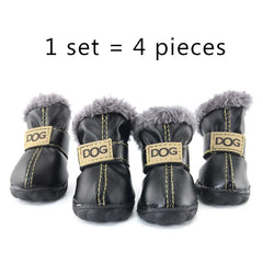 Fur Winter Pet Dog Snow Boots Waterproof  4Pcs/Set