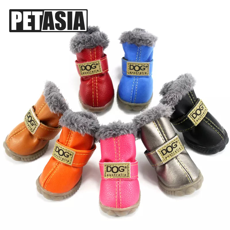 Fur Winter Pet Dog Snow Boots Waterproof  4Pcs/Set