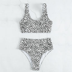 Women's Split Swimsuit Retro Dots High Waist