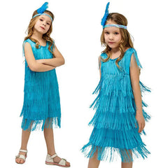 Girls Flapper 1920s Charleston Chicago Gatsby Fringe Kids Fancy Dress Up Costume