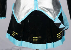 Miku Cosplay Full Set Silver Grey Patent Leather Fabric Suit Miku