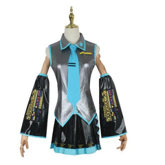 Miku Cosplay Full Set Silver Grey Patent Leather Fabric Suit Miku