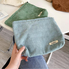 Corduroy Women Cosmetic Bag Cotton Cloth Makeup Pouch Hand Travel Bag Lipstick Organizer Cases Fashion Zipper Clutch Phone Purse