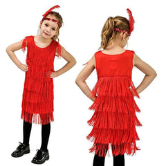 Girls Flapper 1920s Charleston Chicago Gatsby Fringe Kids Fancy Dress Up Costume