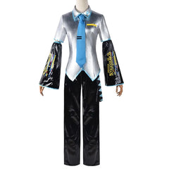 Miku Cosplay Full Set Silver Grey Patent Leather Fabric Suit Miku