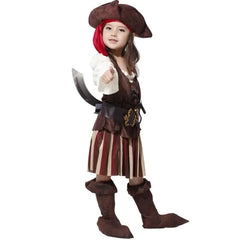 Girls Elis Pirate Captain Cosplay Costume Kids Halloween Purim Carnival Party Dress Pirates In The Caribbean Captain Clothing