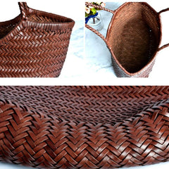 100% Natural Cowhide Weave Handbags