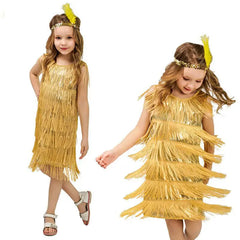 Girls Flapper 1920s Charleston Chicago Gatsby Fringe Kids Fancy Dress Up Costume