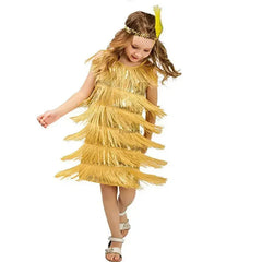 Girls Flapper 1920s Charleston Chicago Gatsby Fringe Kids Fancy Dress Up Costume