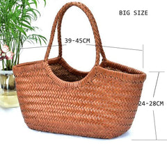 100% Natural Cowhide Weave Handbags