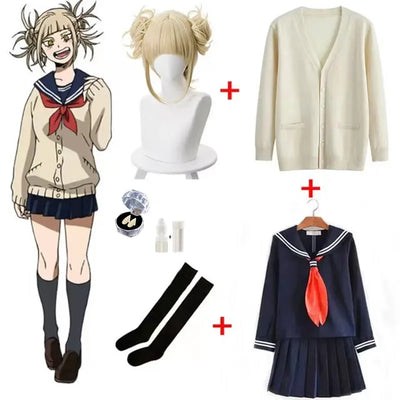 Anime My Hero Academia Himiko Toga Cosplay Costume JK Uniform Skirts Sweater