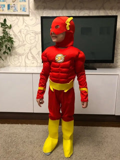 Kids Flash Muscle Superhero Fancy Dress Fantasy Carnival Party Halloween Cosplay Costumes