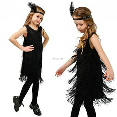 Girls Flapper 1920s Charleston Chicago Gatsby Fringe Kids Fancy Dress Up Costume