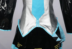 Miku Cosplay Full Set Silver Grey Patent Leather Fabric Suit Miku