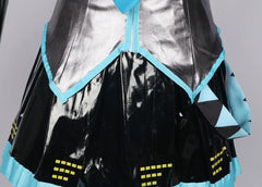 Miku Cosplay Full Set Silver Grey Patent Leather Fabric Suit Miku