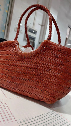 100% Natural Cowhide Weave Handbags