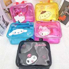 Hello Kitty Clear Makeup Bag Sanrio Y2K Organizer Hand Water Proof Cosmetic Bag Large capacity Wash Bag HandsBag Toiletry Bag