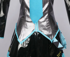 Miku Cosplay Full Set Silver Grey Patent Leather Fabric Suit Miku