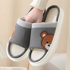 Linen Slippers For Women Indoor Non-slip