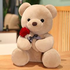 Holding Rose Flower Bear Doll Plush Toy