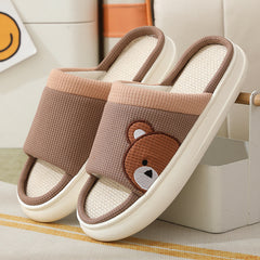 Linen Slippers For Women Indoor Non-slip