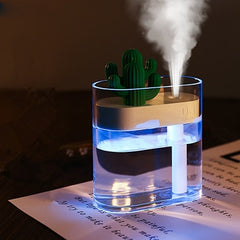 Ultrasonic Air Humidifier Clear Cactus Color Light USB Anion Mist Maker