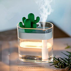 Ultrasonic Air Humidifier Clear Cactus Color Light USB Anion Mist Maker